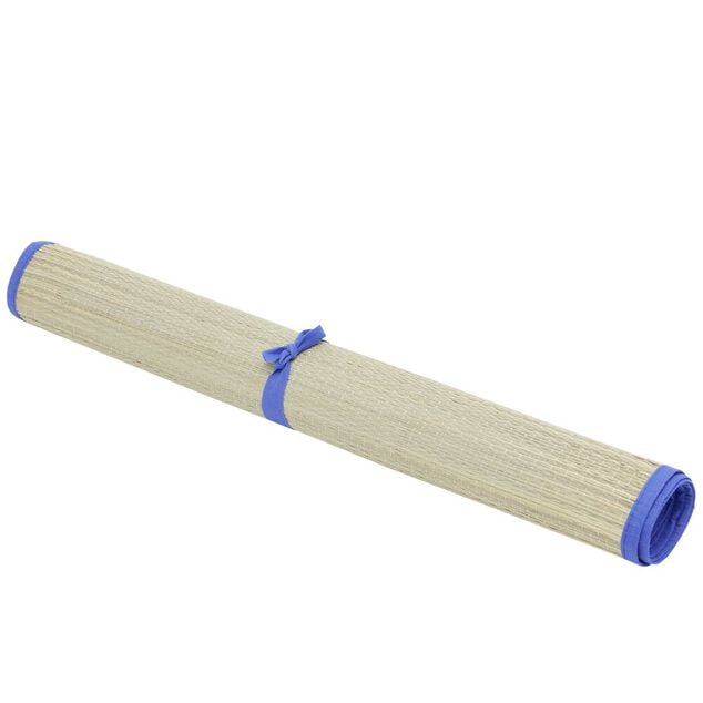 Natte de plage paille contour bleu 60x180cm