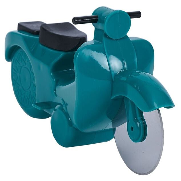 Roulette &agrave; pizza forme scooter rouge ou bleu