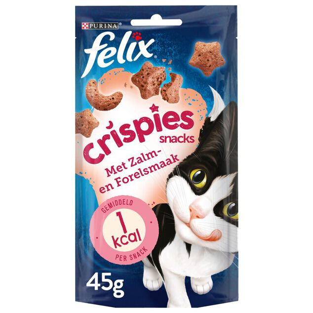Friandise pour chat F&eacute;lix crispies saveur saumon et truite sachet 45g