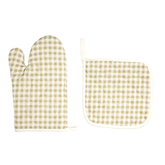 Gant de cuisine avec manique carrée en polycoton 18x28cm (2 modèles)