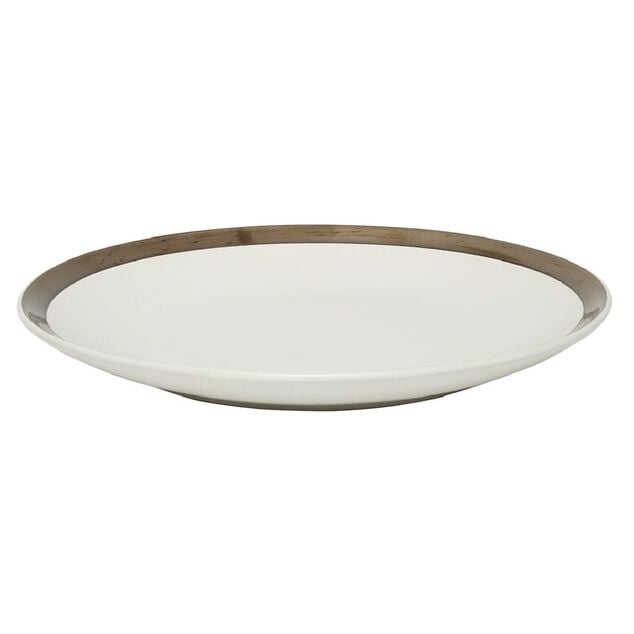 Assiette plate fa&iuml;ence bord liser&eacute; dor&eacute; &Oslash;27cm (2 mod&egrave;les)