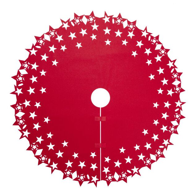 Tour de sapin feutrine motifs ajour&eacute;s &Oslash;1m - 2 mod&egrave;les rouge ou vert