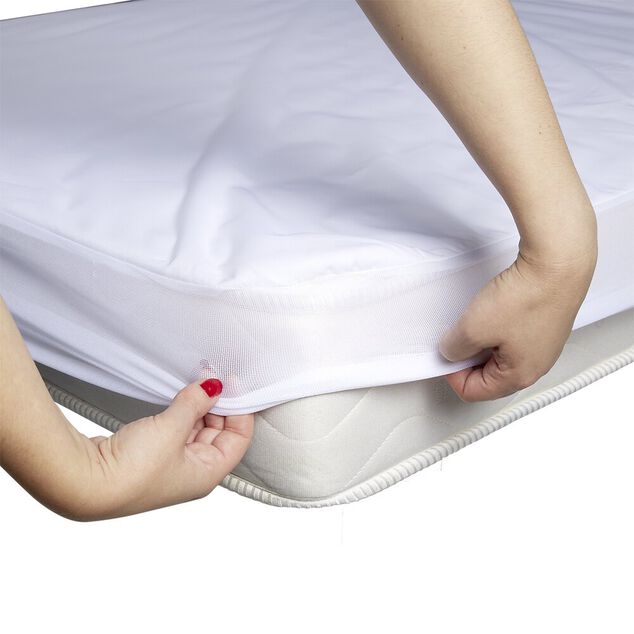 Prot&egrave;ge-matelas anti-punaises jersey 160x200x25cm polyester blanc
