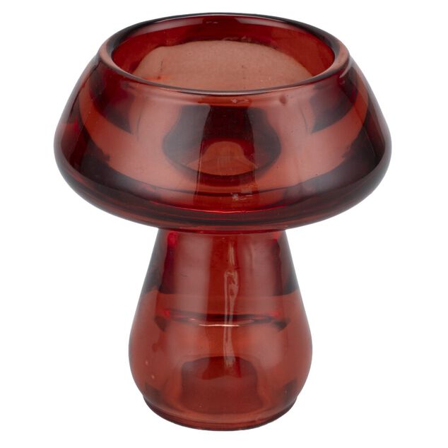 Bougeoir forme champignon verre &Oslash;6XH7 cm (3 mod&egrave;les rouge/vert/jaune)