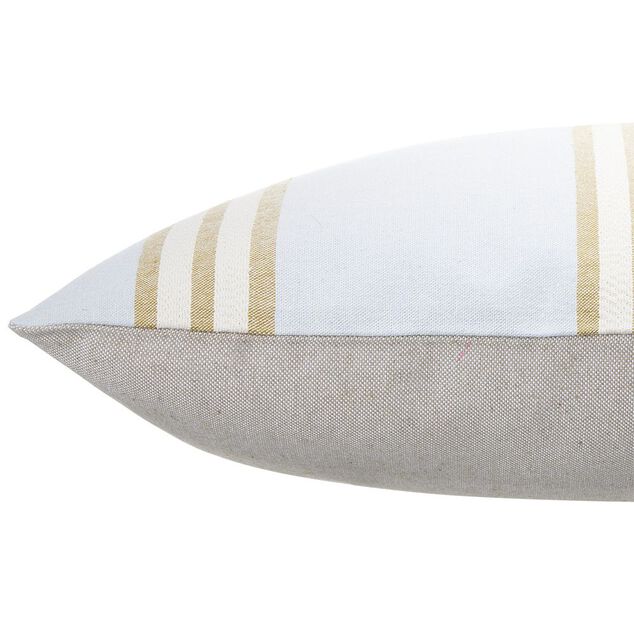 Coussin jacquard rayure blanc marron bleu clair 45x45cm