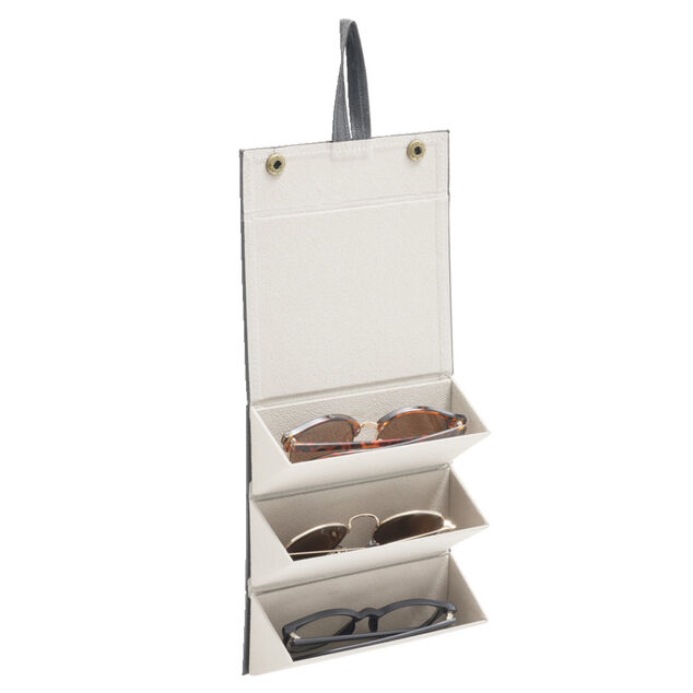 &Eacute;tui &agrave; lunettes pour 3 paires organisateur de voyage simili noir 16x13xH6cm