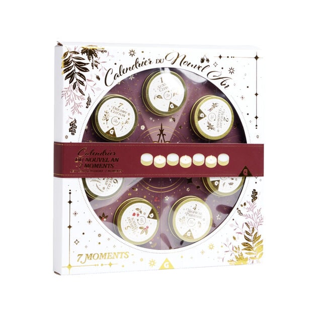 Calendrier du nouvel an th&egrave;me bougies 7 cases