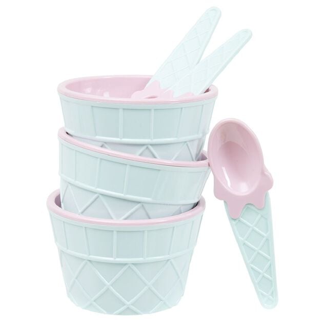 Kit &agrave; glace bol et cuill&egrave;re x3