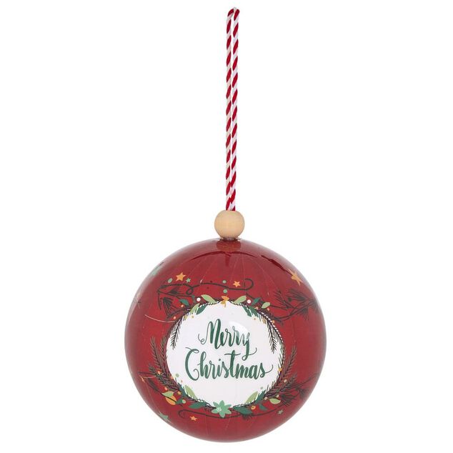 Boule de Noël motif Merry Christmas rouge Ø12cm