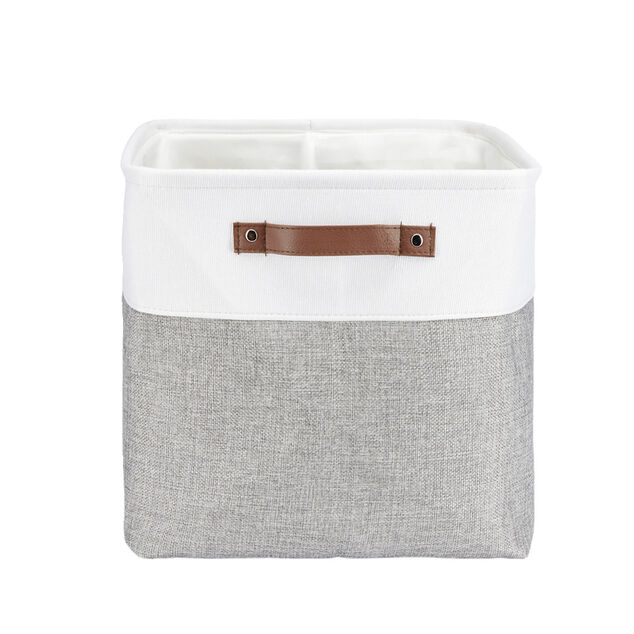 Pani&egrave;re de rangement Box Cube tissu 31x31xH29cm (2 mod&egrave;les beige ou gris)