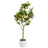 Arbre artificiel citronnier H120cm dans pot blanc
