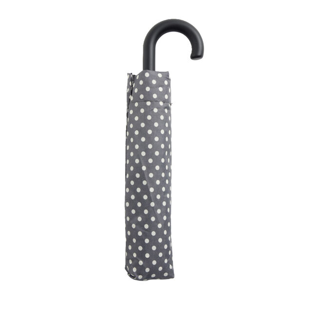 Parapluie pliable manuel uni gris et pois blanc L24cm