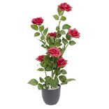 Pot rosier artificiel 7 t&ecirc;tes &Oslash;25xH65cm rouge