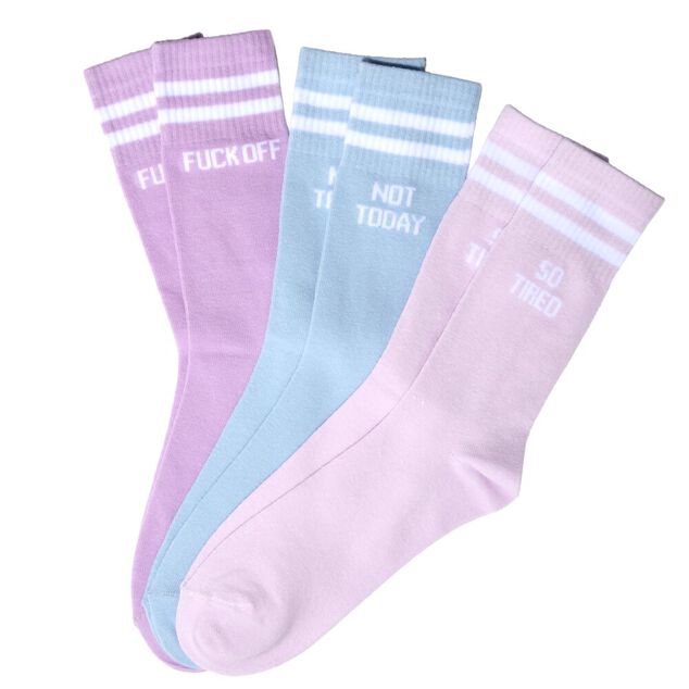 Chaussettes de tennis femme &agrave; message humour x3 coton et polyester 36/40 (3 mod&egrave;les)