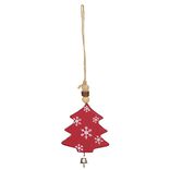 Suspension de Noël Étoile en bois motif traditionnel rouge blanc