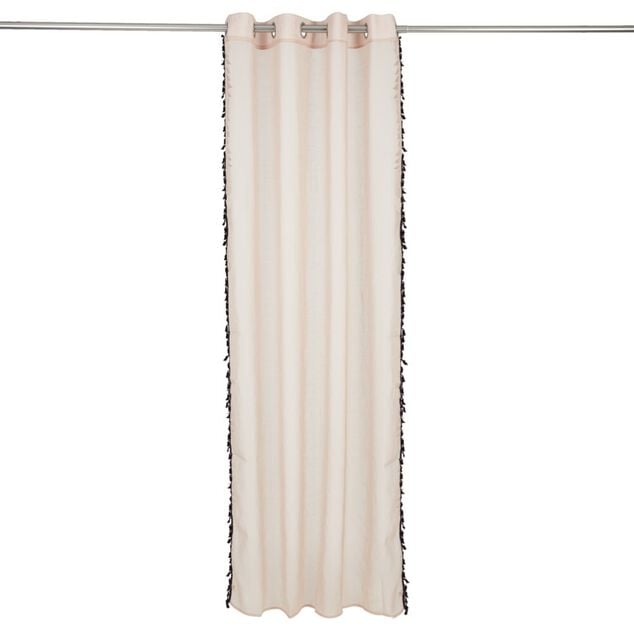 Voilage polyester 140x240cm bordure pompons noir