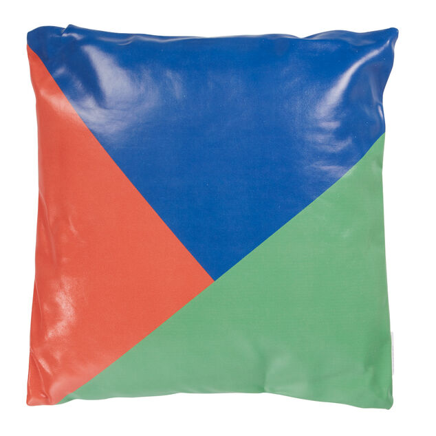 Coussin carr&eacute; tricolore bleu vert rouge