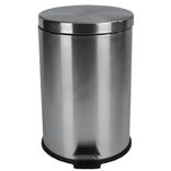 Poubelle ronde p&eacute;dale gris m&eacute;tallis&eacute; 20 L