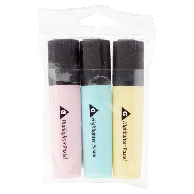 Surligneurs x3 ABS bleu, jaune et rose