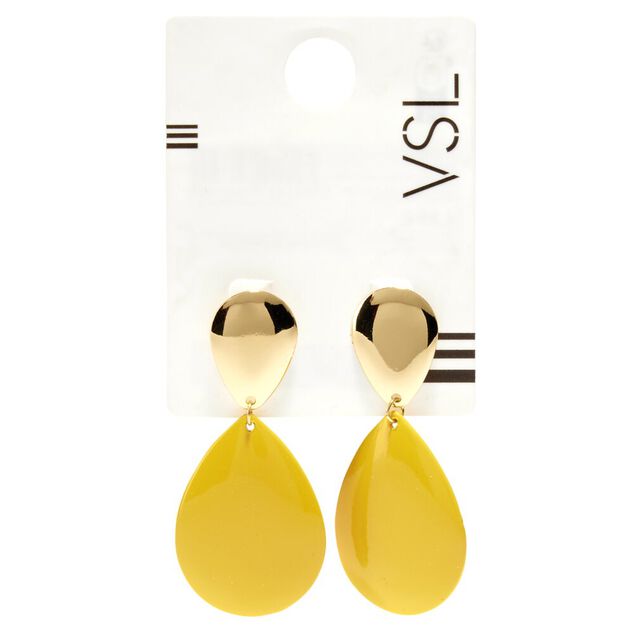 Boucles d'oreilles boutons argenté avec goutte pleine orange