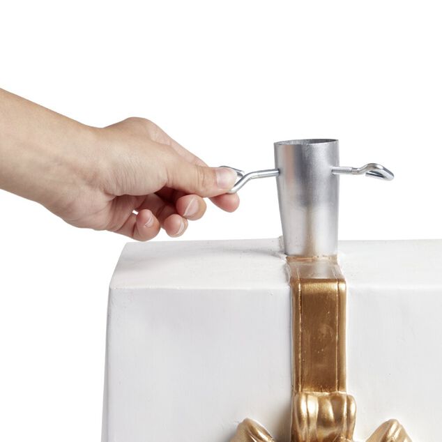 Pied de sapin forme cadeau blanc et dor&eacute; 30x30xH34cm