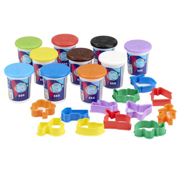 P&acirc;te &agrave; modeler x10 pots 55g et 12  moules plastique