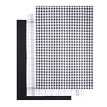 Lot de 3 torchons rectangulaires 50x70cm 100% coton blanc et noir