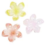 Pince cheveux x3 mini fleur de tiar&eacute; nacr&eacute; plastique jaune rose orange L5cm