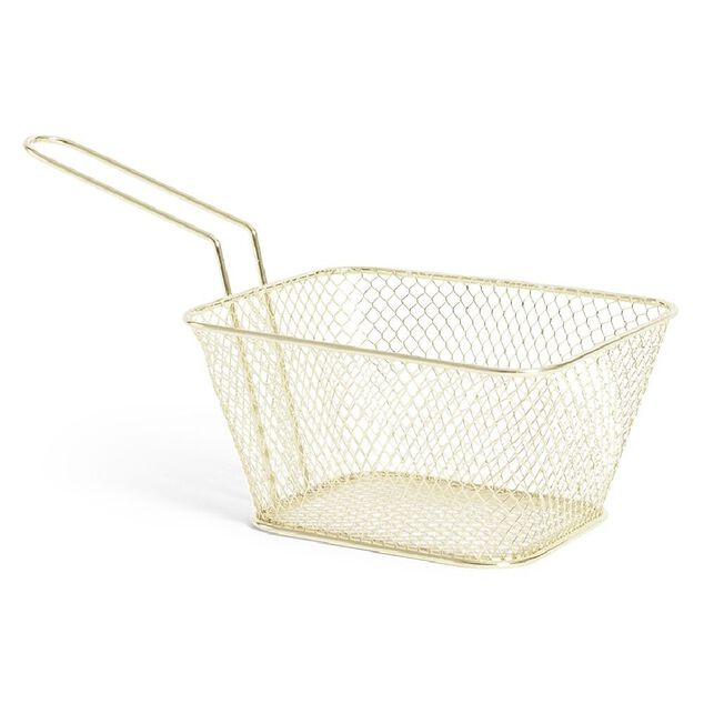 Panier &agrave; frites 23xH11,5x13,5cm acier dor&eacute; ou argent&eacute;