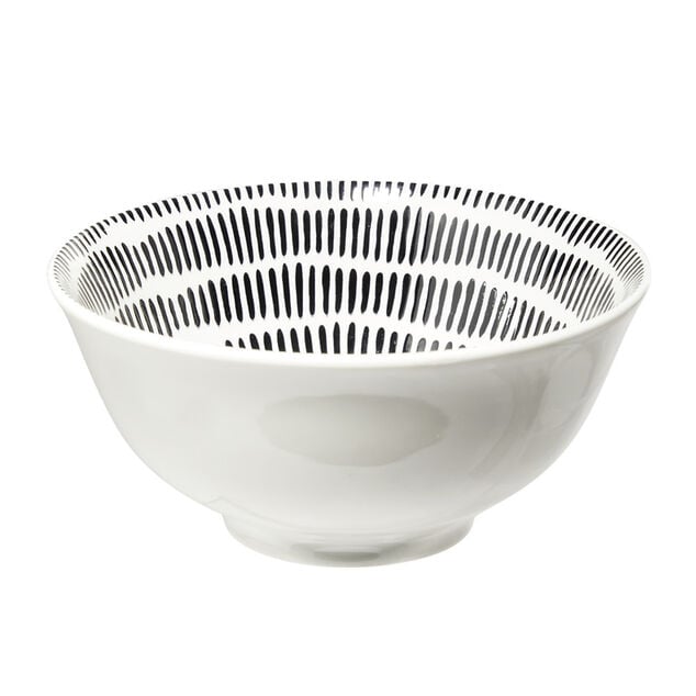 Bol Dakar en porcelaine blanc et motif noir &Oslash;16xH7,8cm