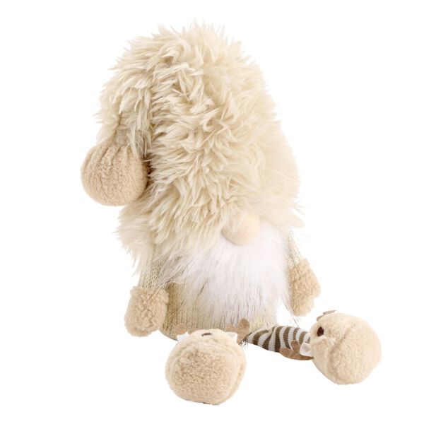 Gnome d&eacute;coratif en polyester beige H48cm