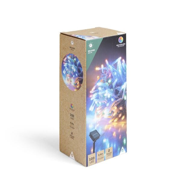 Guirlande lumineuse solaire 100LED multicolores 9,9m