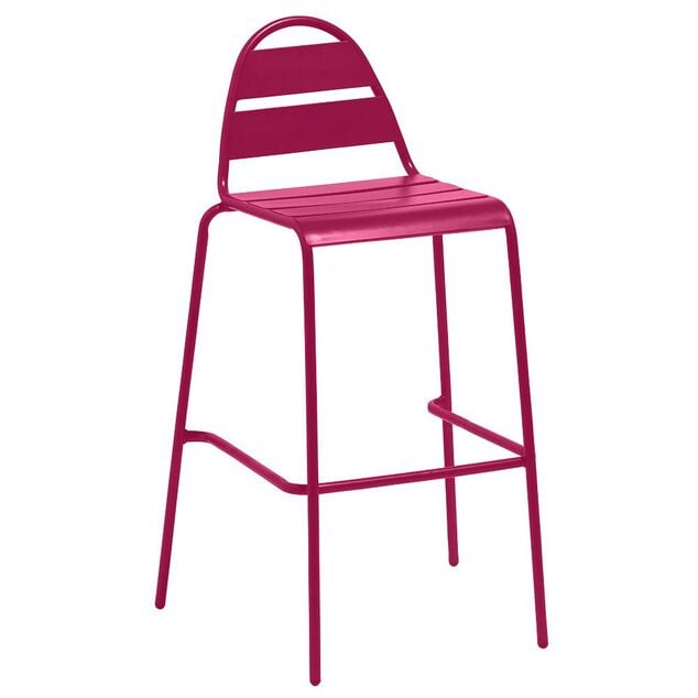 Chaise haute de jardin Fun m&eacute;tal rouge 59x58xH105cm