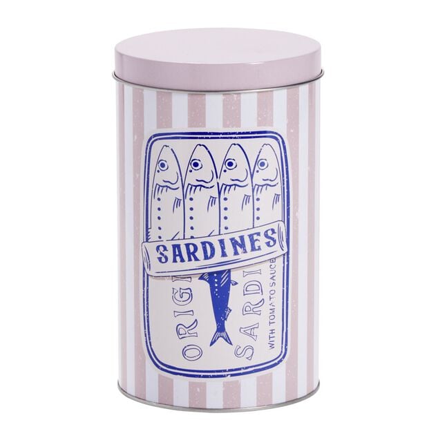 Bo&icirc;te en m&eacute;tal 1,8L ronde d&eacute;cor marin &Oslash;11xH18,5cm (3 mod&egrave;les)