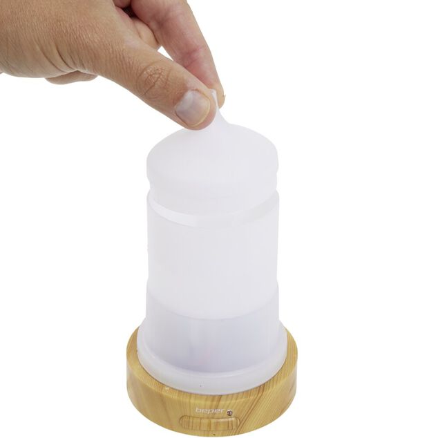 Diffuseur huiles essentielles Mess&eacute;gu&eacute; Yarra blanc support plante 5V &Oslash;11,5xH22cm