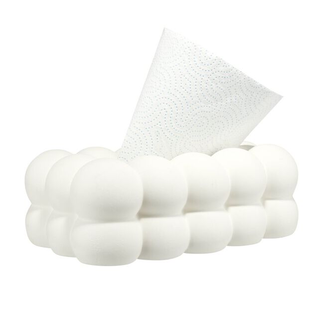 Bo&icirc;te &agrave; mouchoirs d&eacute;corative forme bubble dolomite blanche 25,5x13,5xH9cm