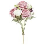 Piquet rose artificielle Ø22xH41cm blanc et rose
