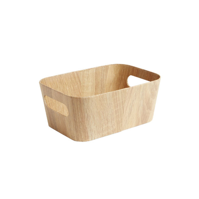 Pani&egrave;re carton et papier imitation bois 26x18xH11cm