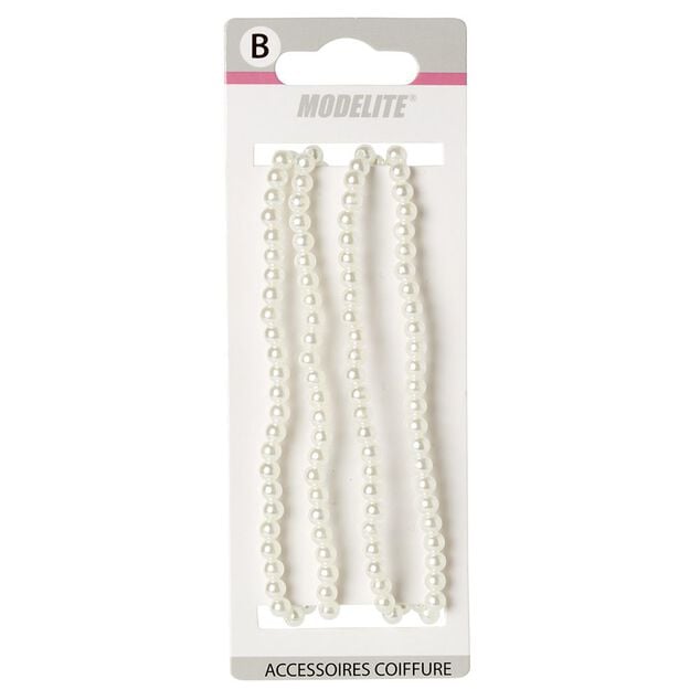 Bandeau &eacute;lastique perles imitation blanc