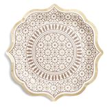 Lot de 6 assiettes en carton &Oslash;26cm d&eacute;cor oriental blanc et dor&eacute;