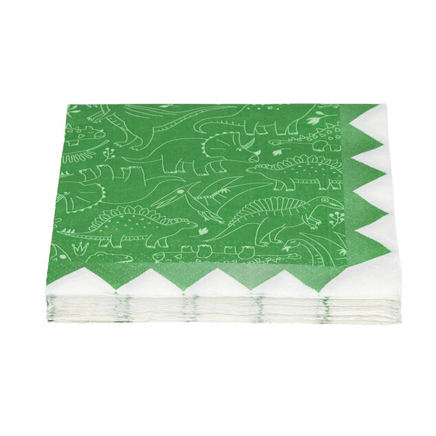 Lot de 16 serviettes motif dinosaure papier 33x33cm