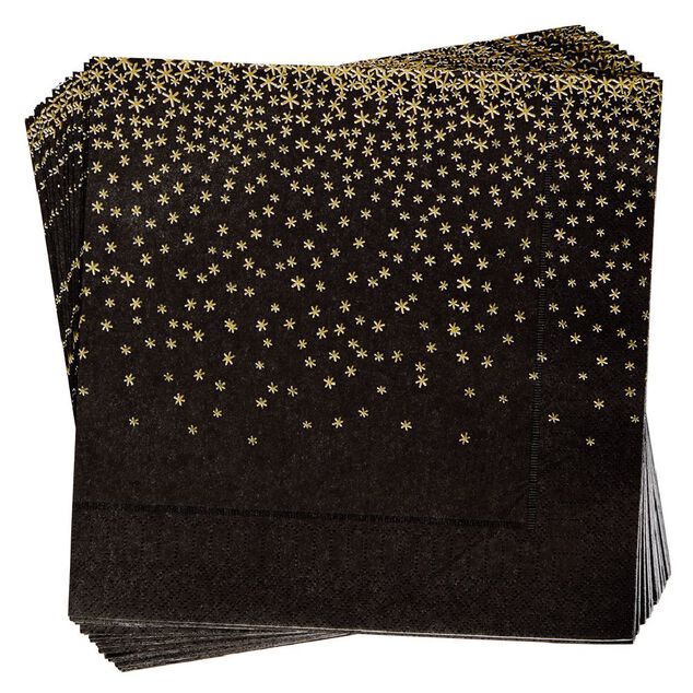 Serviette en papier noir et dor&eacute; x20