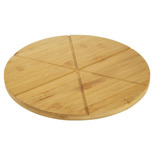 Planche &agrave; pizza bambou 6 parts pr&eacute;d&eacute;coup&eacute;es &Oslash;31cm
