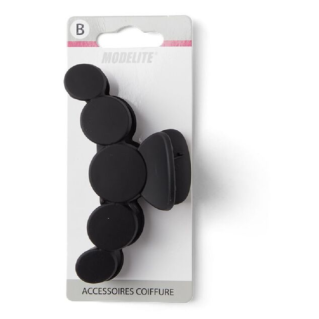 Pince cheveux noir mat design arrondi L10cm