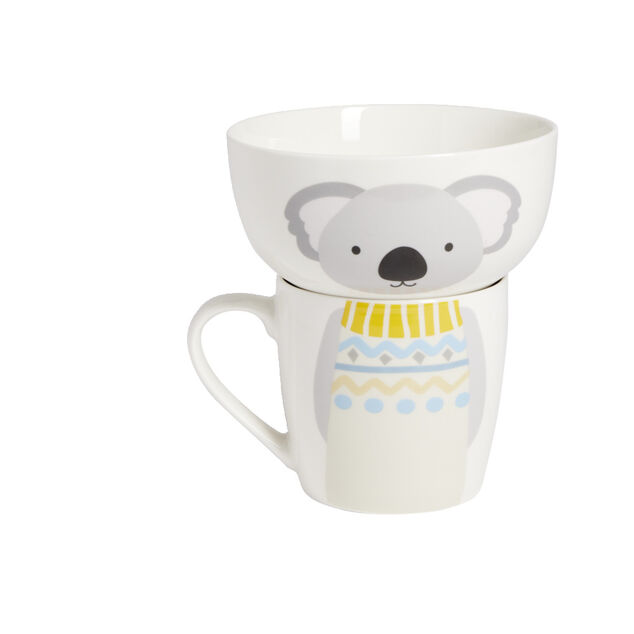 Ensemble bol et mug en porcelaine motif enfant motif koala H15cm