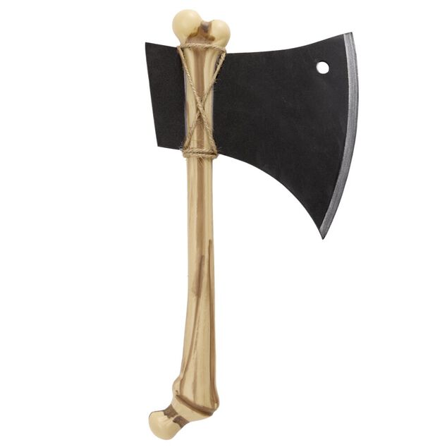 Hache factice Halloween manche squelette plastique L51cm (2 mod&egrave;les)