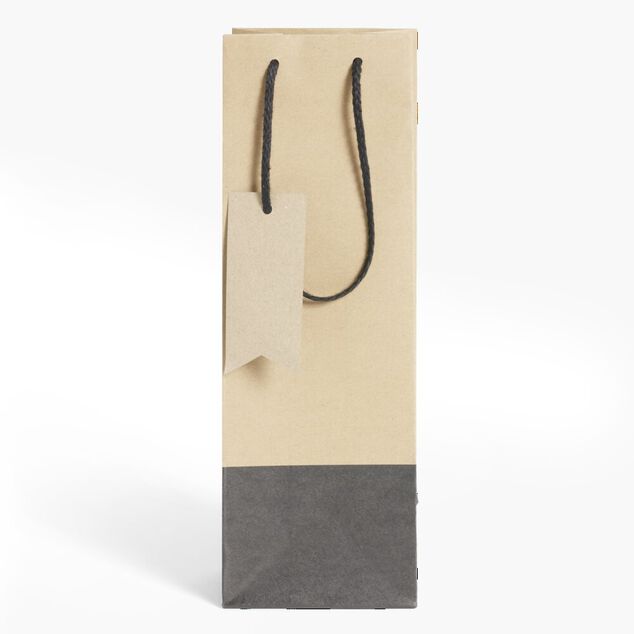 Sac bouteille kraft noir et marron H35cm