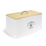 Boîte à croquettes en métal avec couvercle en bambou