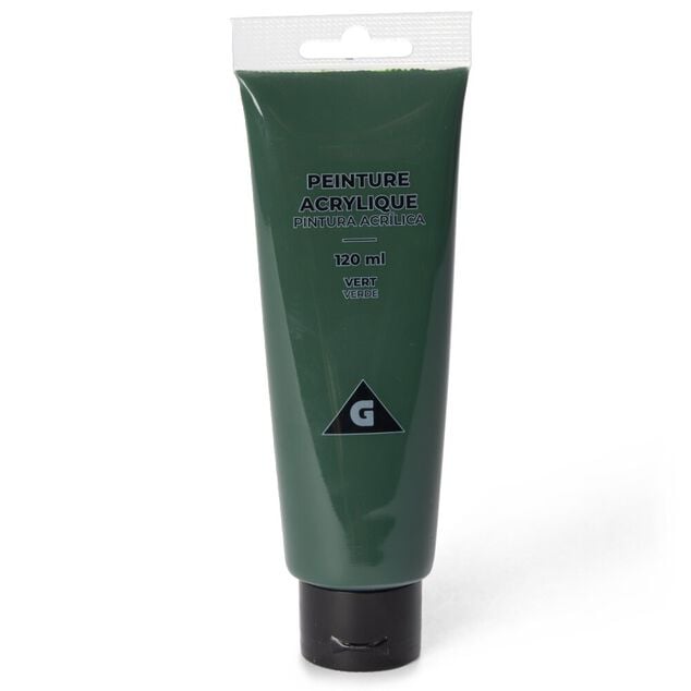 Tube peinture acrylique 120ml vert foncé