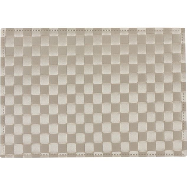 Set de table rectangulaire plastique effet tress&eacute; uni marron